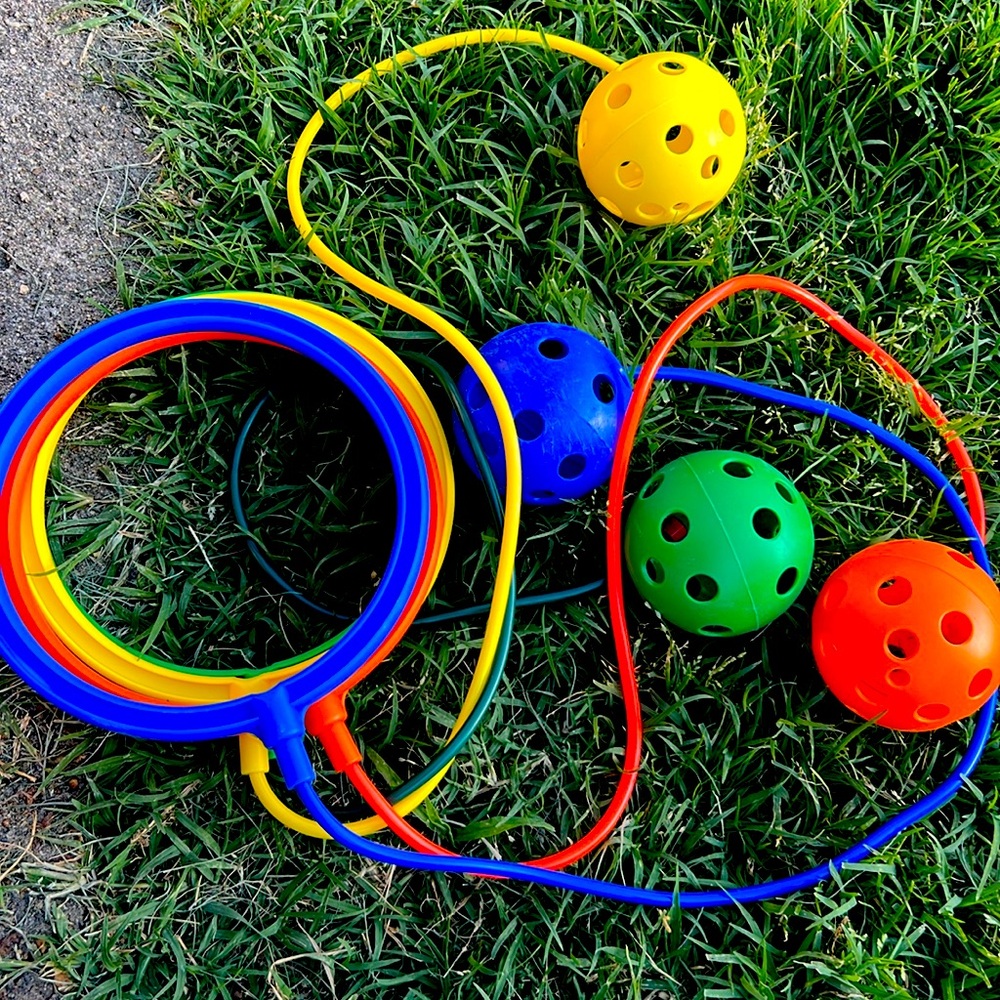 Gross motor skill work for kids! Ankle Swing Ball set.
